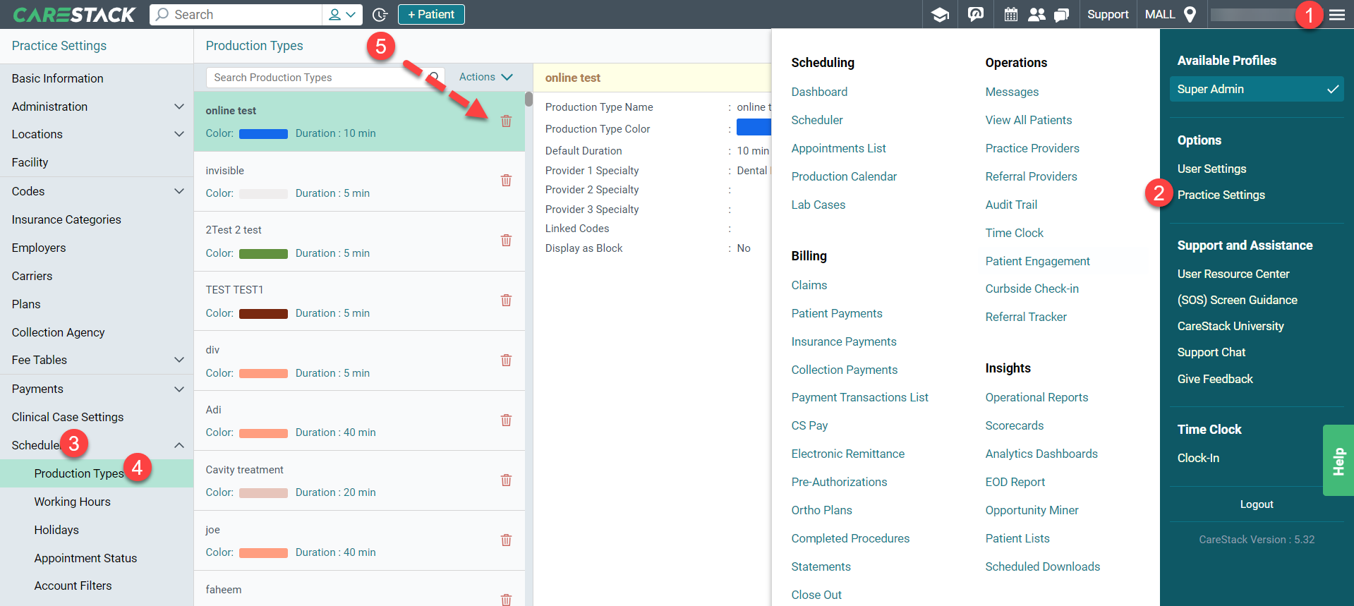 How to Delete Production Types – CareStack: User Resource Center