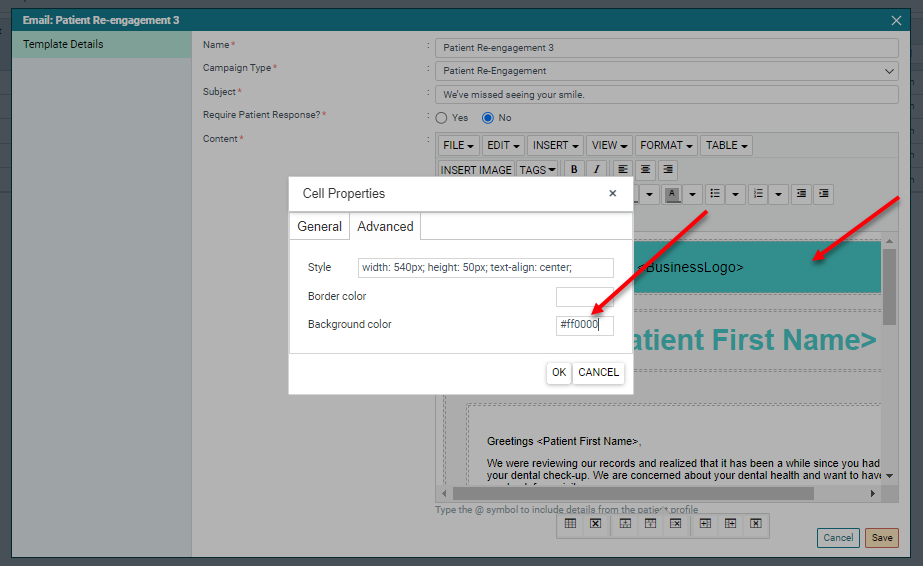 How to Change Header Color in Email Templates CareStack: User