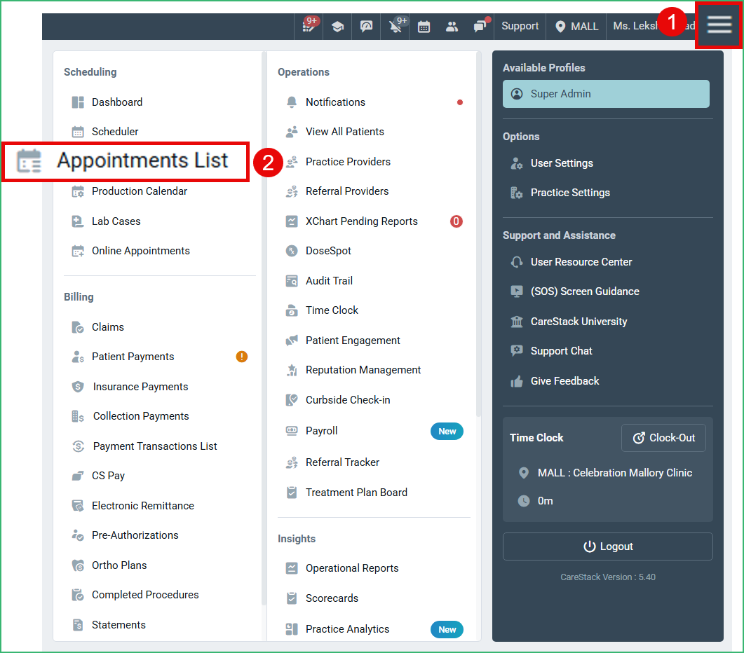 An Overview of Patient Appointments Lists – CareStack: User Resource Center