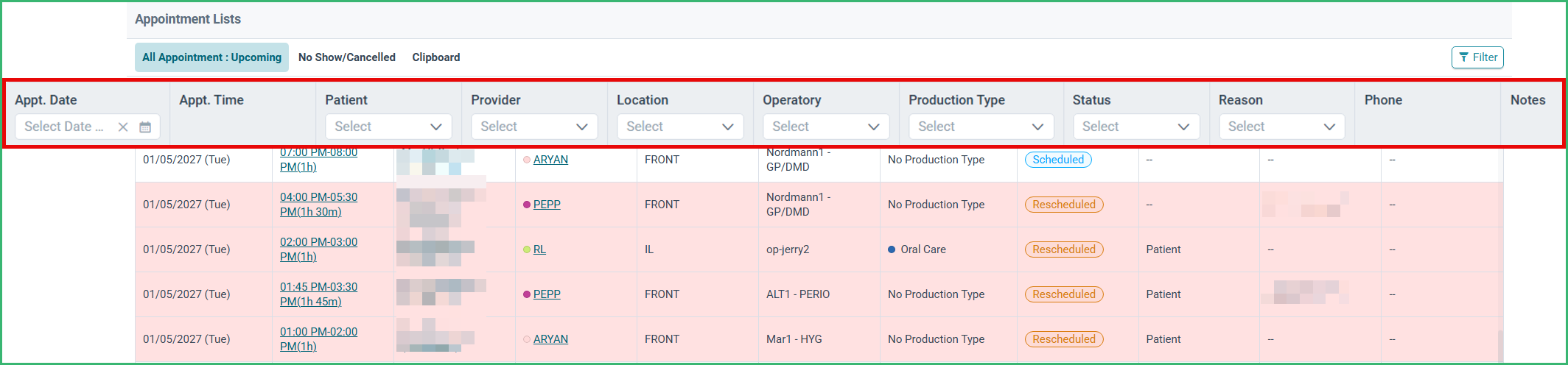 An Overview of Patient Appointments Lists – CareStack: User Resource Center