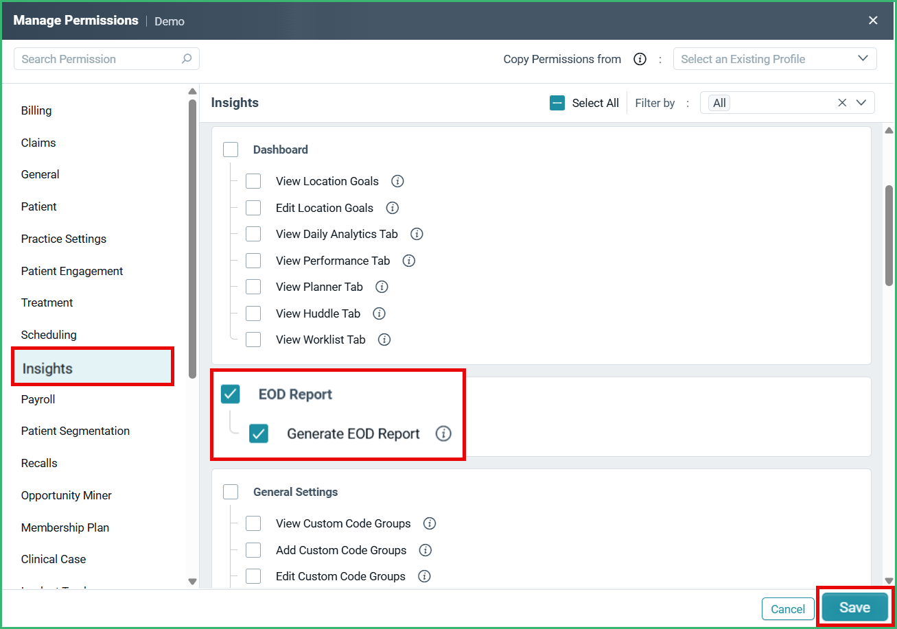 Generate End of Day (EOD) Report – CareStack: User Resource Center