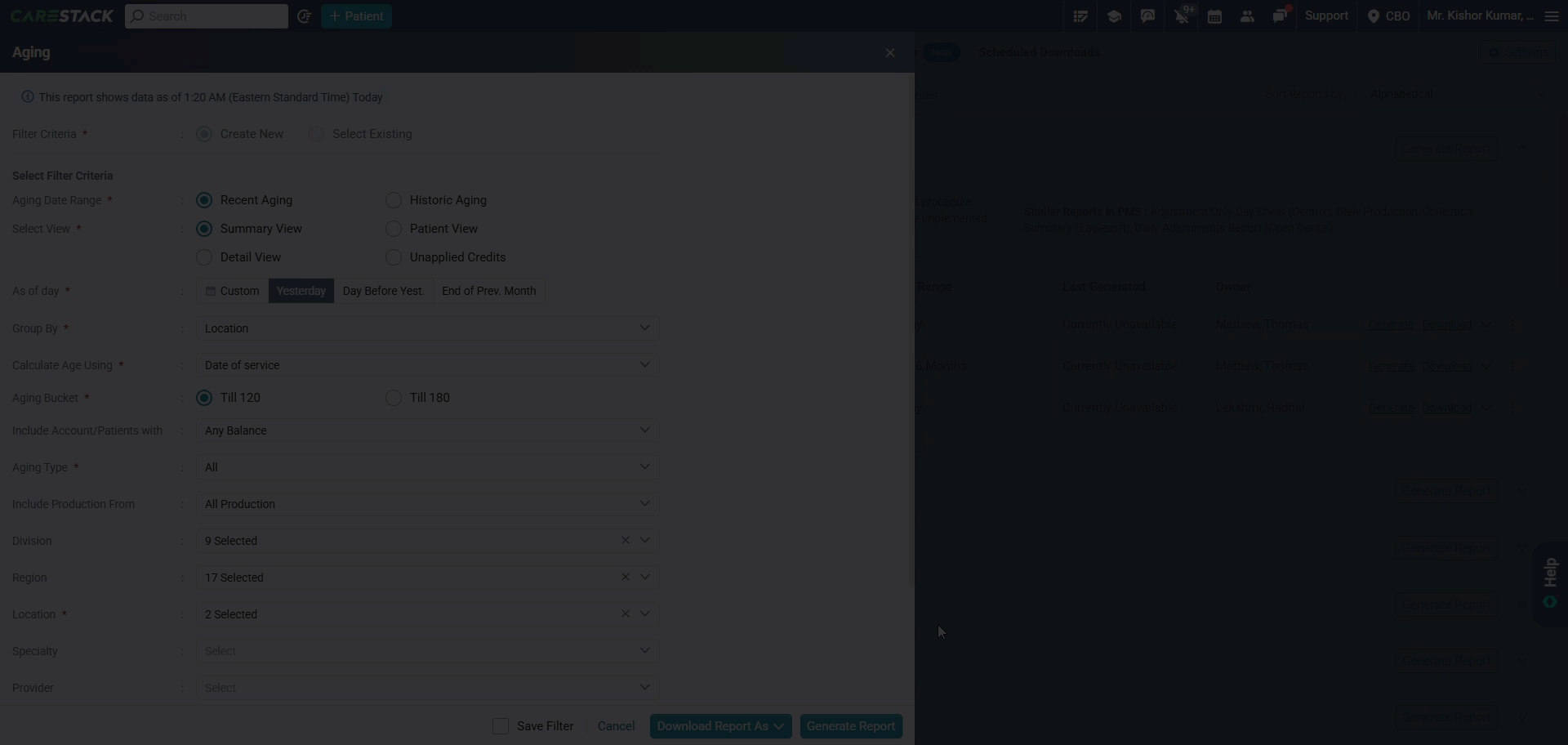 Aging Unapplied Credits View
